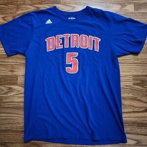 Detroit Pistons #5 Adidas the go to tee size large blue red and white NBA